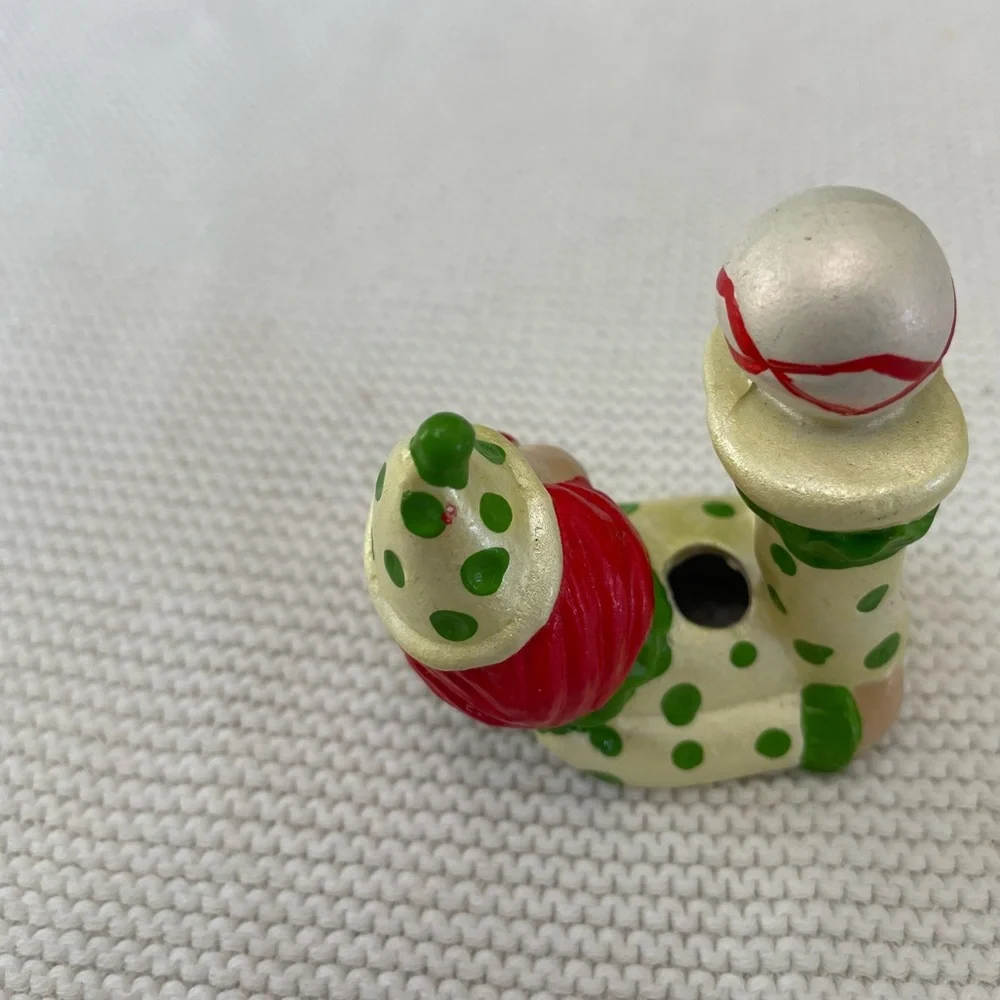 Vintage Clown Figurines Set Hand Painted Ceramic Polka Dot Circus Cake Topper